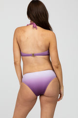 Lavender Ombre Keyhole Front Halter Two-Piece Maternity Bikini Set