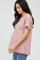 Mauve Criss Cross Back Maternity Top