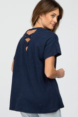 Navy Blue Criss Cross Back Top