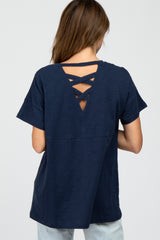 Navy Blue Criss Cross Back Top