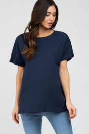 Navy Blue Criss Cross Back Maternity Top