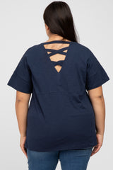 Navy Blue Criss Cross Back Plus Top