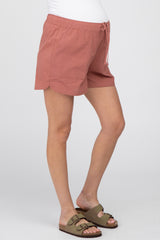 Rust Drawstring Maternity Shorts