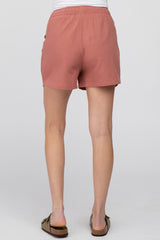 Rust Drawstring Maternity Shorts