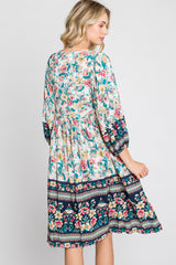 Multicolor Floral V-Neck Dress