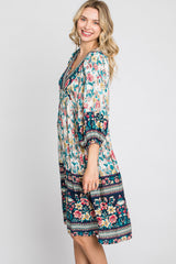 Multicolor Floral V-Neck Dress