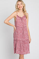 Mauve Floral Paisley Tiered Dress