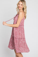 Mauve Floral Paisley Tiered Dress