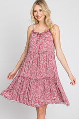 Mauve Floral Paisley Tiered Dress