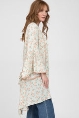 Mint Green Floral Bell Sleeve Cover Up