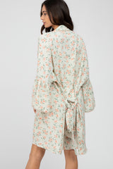 Mint Green Floral Bell Sleeve Maternity Cover Up