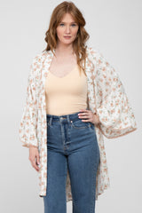 Cream Floral Bell Sleeve Maternity Cover Up