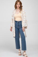 Cream Floral Bell Sleeve Cover Up