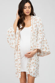 Cream Floral Bell Sleeve Maternity Cover Up