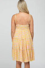 Yellow Plaid Tiered Maternity Dress