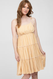 Yellow Plaid Tiered Dress