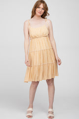 Yellow Plaid Tiered Dress