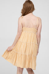 Yellow Plaid Tiered Dress