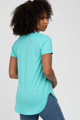 Mint Ribbed V-Neck Short Sleeve Top