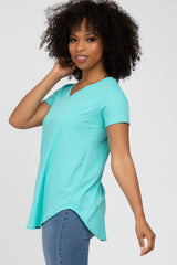 Mint Ribbed V-Neck Short Sleeve Top