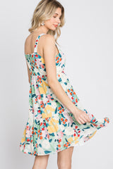 Multicolor Floral Square Neck Dress