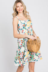 Multicolor Floral Square Neck Dress