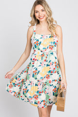 Multicolor Floral Square Neck Dress