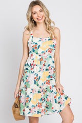 Multicolor Floral Square Neck Dress