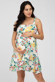 Multicolor Floral Square Neck Maternity Dress