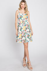 Multicolor Floral Square Neck Dress