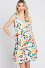 Multicolor Floral Square Neck Dress