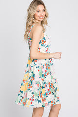 Multicolor Floral Square Neck Dress