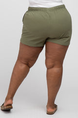 Olive Drawstring Plus Shorts