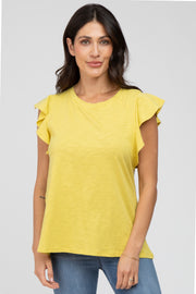 Yellow Ruffle Sleeve Top