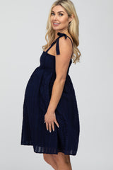 Navy Blue Striped Babydoll Maternity Dress