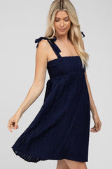 Navy Blue Striped Babydoll Dress