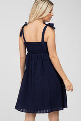 Navy Blue Striped Babydoll Dress