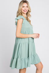 Mint Green Ruffle Sleeve Tiered Dress