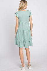 Mint Green Ruffle Sleeve Tiered Dress