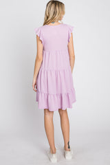 Lavender Ruffle Sleeve Tiered Dress