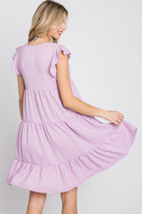 Lavender Ruffle Sleeve Tiered Dress