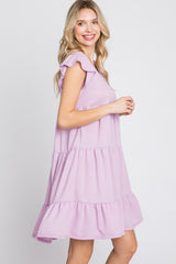 Lavender Ruffle Sleeve Tiered Dress