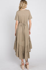 Olive Ruffle Accent Midi Dress