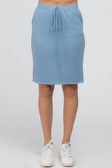 Light Blue Front Tie Round Hem Skirt