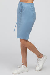 Light Blue Front Tie Round Hem Skirt