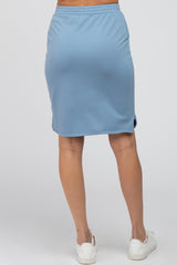 Light Blue Front Tie Round Hem Skirt