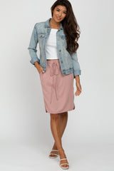 Light Pink Front Tie Round Hem Skirt