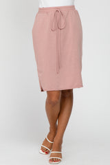 Light Pink Front Tie Round Hem Skirt