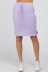 Lavender Front Tie Round Hem Skirt