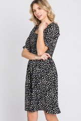 Black Printed Puff Sleeve Dress